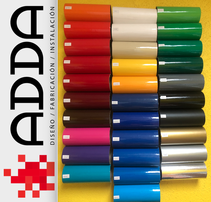 Materiales de Letreros | Letreros para Ascensores. muestra de colores adhesivos adda